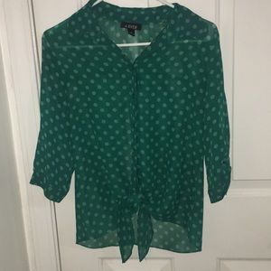 Tie Front Button Up Blouse